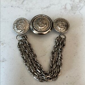 Silver Tone Nautical Chain Brooch